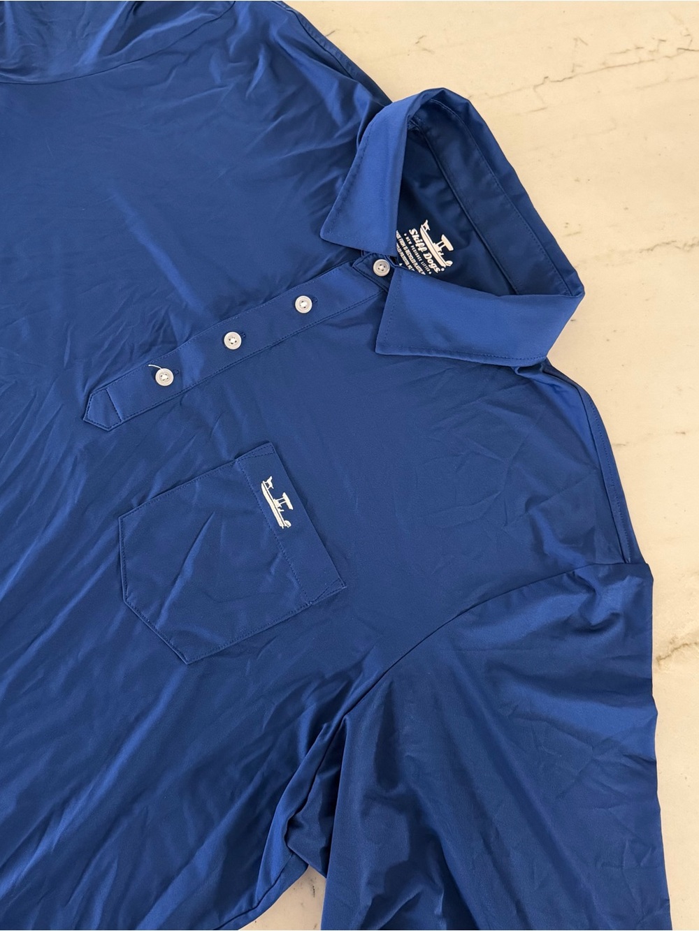 Skiff Dogs Shirt Polo Blue Performance Mens 2XL Flex Golf Shirt